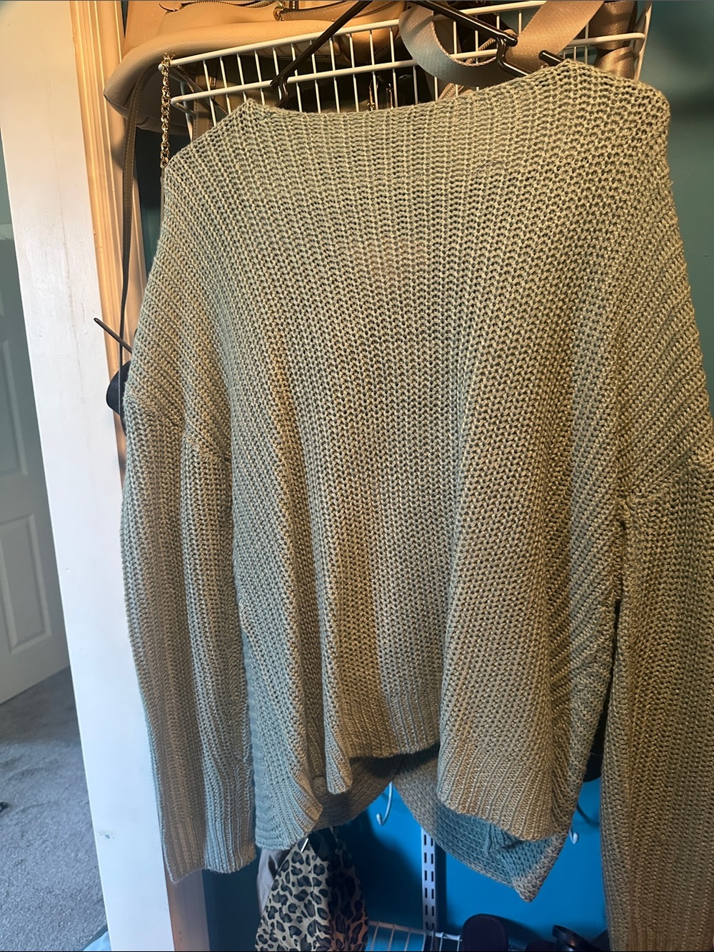 Relaxed Knit Women's Sweater in sage Green
